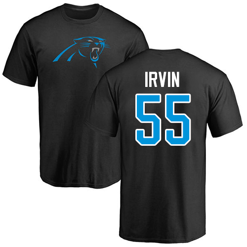 Carolina Panthers Men Black Bruce Irvin Name and Number Logo NFL Football #55 T Shirt